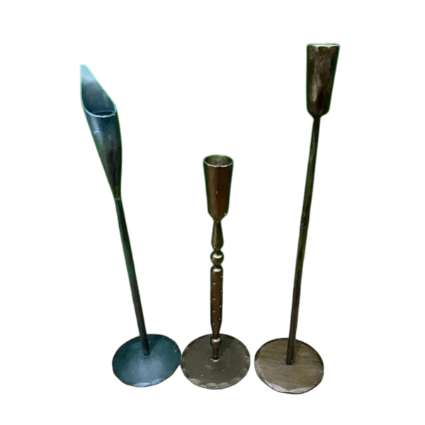 IRON BLACK TAPER CANDLE HOLDER SET OF 3